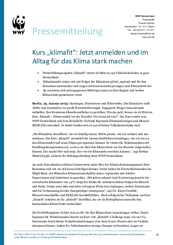 Pressemitteilung klimafit