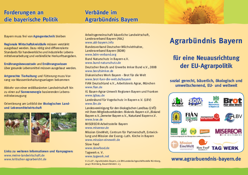 Agrarbündnis Bayern Flyer